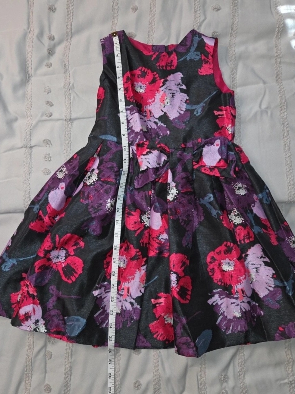 Gymboree Black Dress with Pink & Purple Floral Print